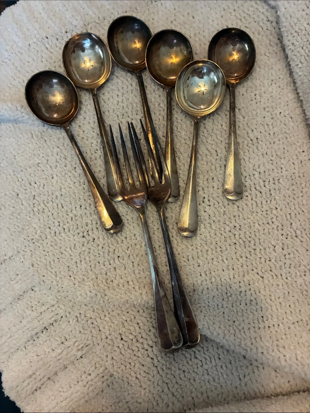 Vintage Worcester Silver Co. England. Silver-Plated Soup Spoons and Forks